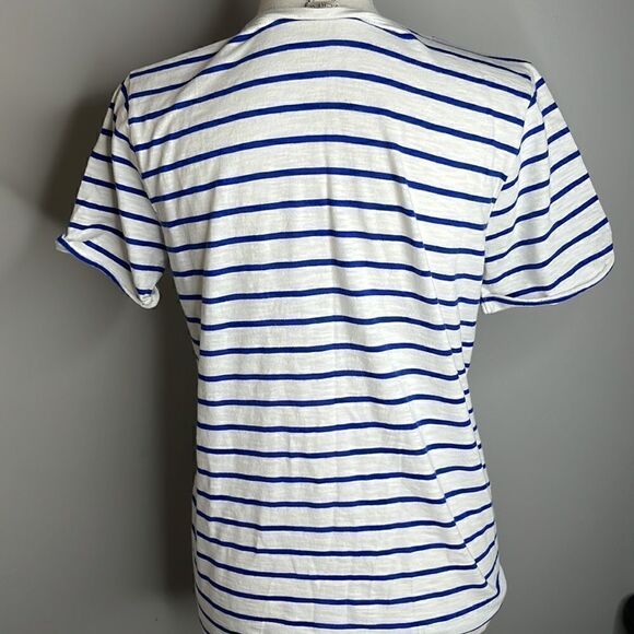 Women JCrew Small White Blue Stripe T-shirt - Picture 5 of 5